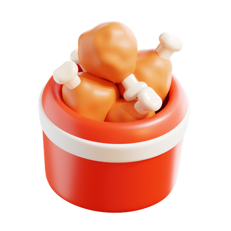 Fried Chicken Bucket  3D Icon