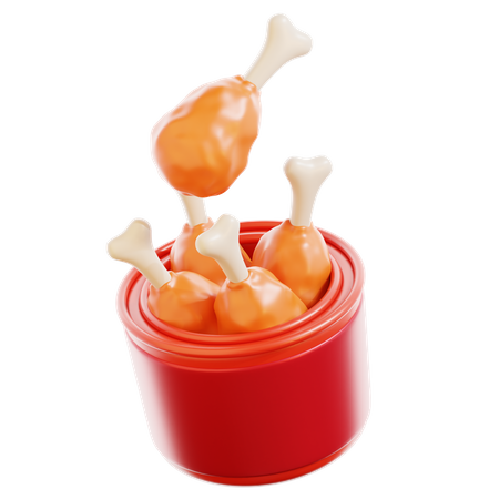 Fried Chicken Bucket  3D Icon