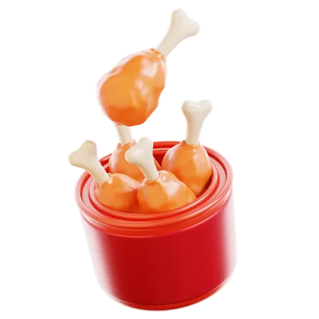 Fried Chicken Bucket  3D Icon