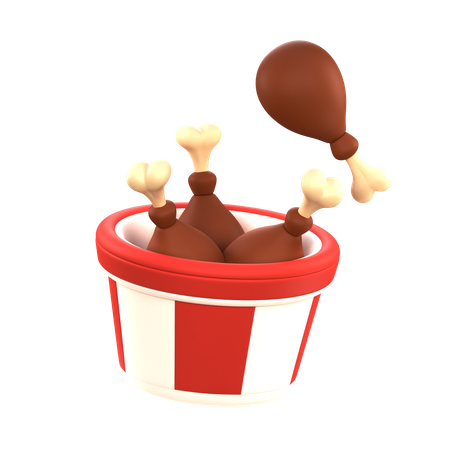 Fried Chicken Bucket  3D Icon