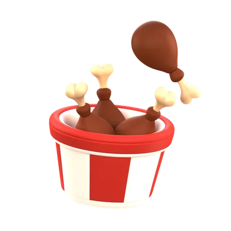 Fried Chicken Bucket  3D Icon