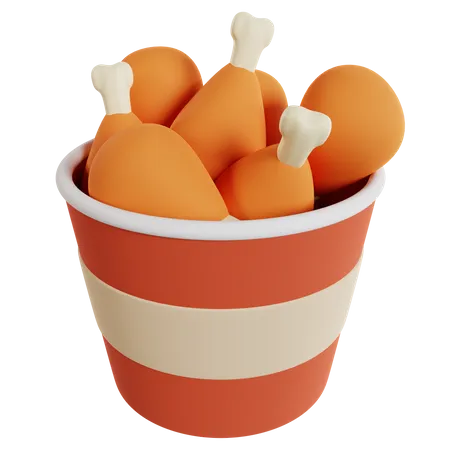 Fried Chicken Bucket  3D Icon