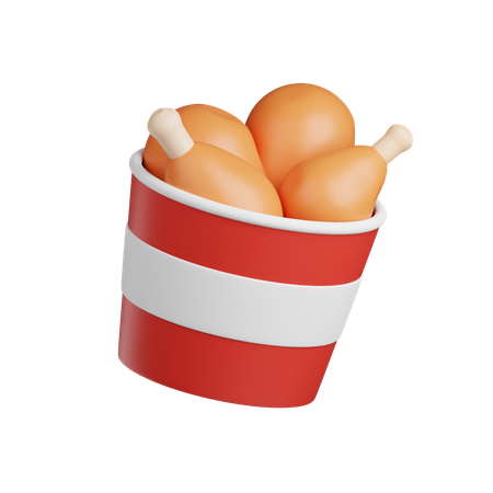 Fried Chicken Bucket  3D Icon