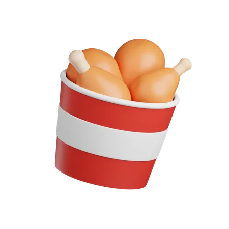 Fried Chicken Bucket  3D Icon