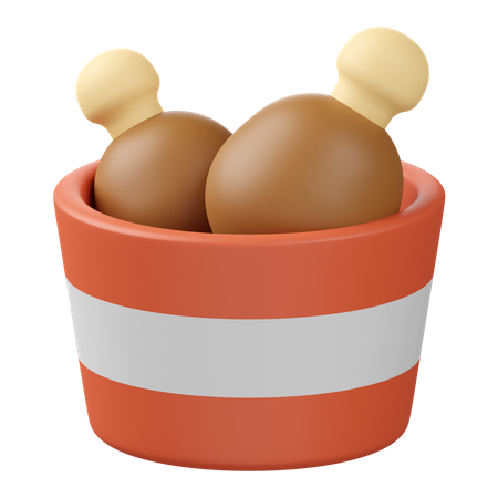 Fried Chicken Bucket  3D Icon