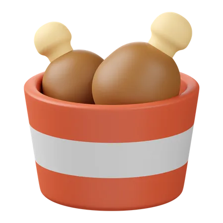 Fried Chicken Bucket  3D Icon