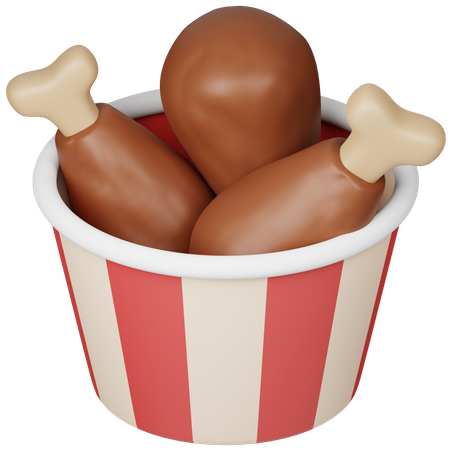 Fried Chicken Bucket  3D Icon