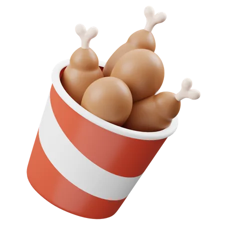 Fried Chicken Bucket 3D Icon