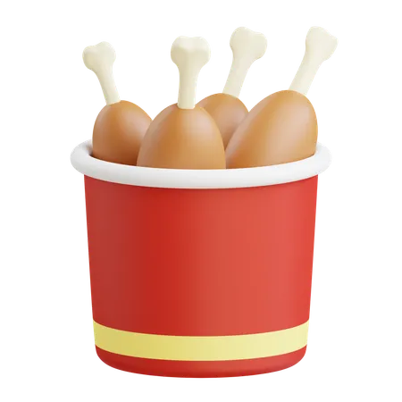 3 D Fried Chicken Bucket Icon Illustration With Transparent Background 3D Icon