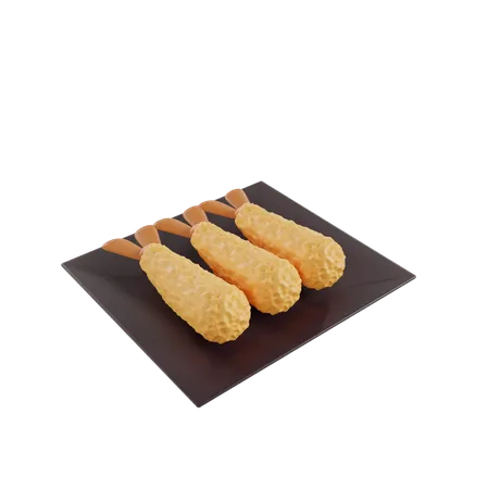 Fried Corn Dogs  3D Icon