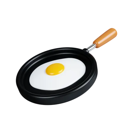 3 D Fried Egg In A Frying Pan Elements For Camping Hiking Summer Camp Traveling Trip Icon Isolated On White Background 3 D Rendering Illustration Clipping Path 3D Icon