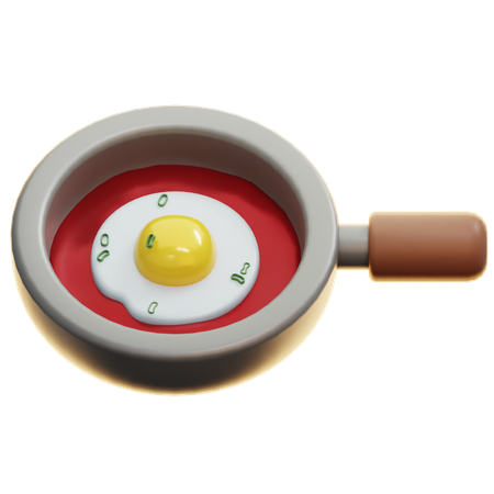 Fried Egg On Pan  3D Icon
