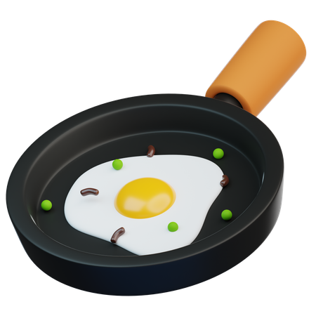 Fried Egg On Pan  3D Icon