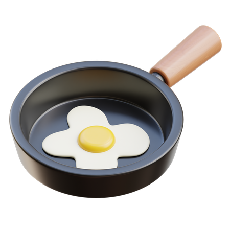 Fried Egg On Pan  3D Icon