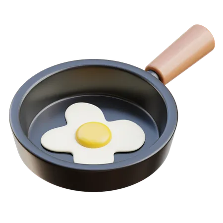 Fried Egg On Pan  3D Icon