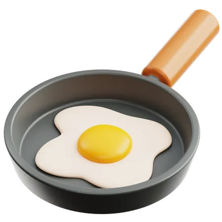 Fried Egg On Pan  3D Icon