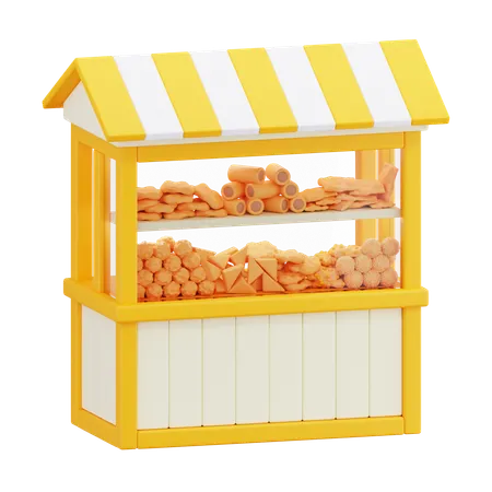 Fried Food Stall  3D Icon