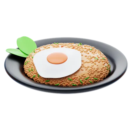 Fried Rice 3 D Icon Fried Rice With Egg Easy Food 3D Icon