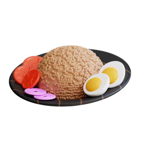 3 D Fried Rice Illustration 3D Icon