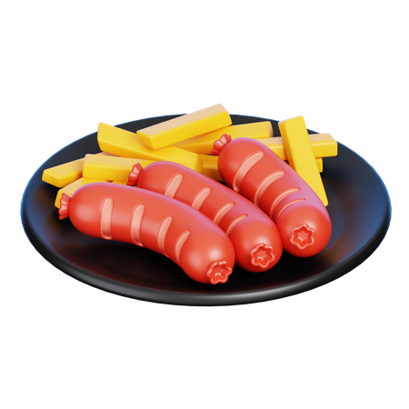 Fried Sausage  3D Icon