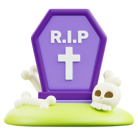 Friedhof mit Totenkopf  3D Icon