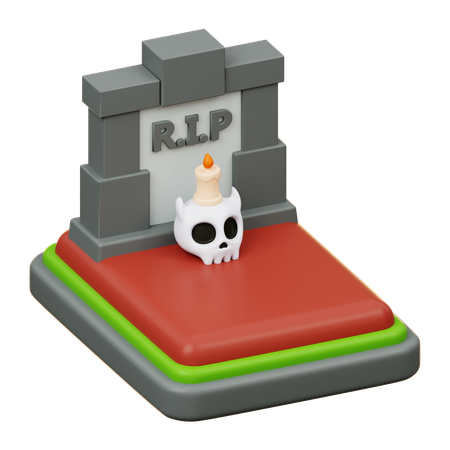 Friedhof mit Totenkopf  3D Icon