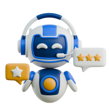 Friendly Customer Service Robot Rating  3D Icon