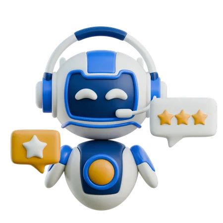 Friendly Customer Service Robot Rating  3D Icon