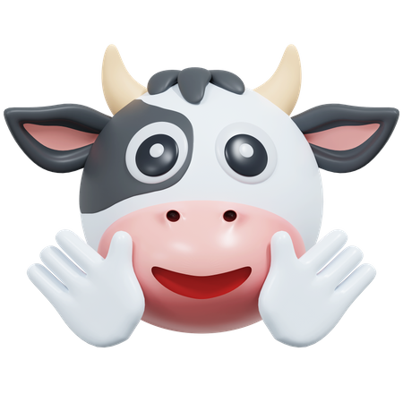 Friendly Face Cow  3D Icon