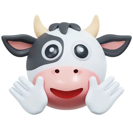 Friendly Face Cow Emoticon 3 D Icon Illustration 3D Icon