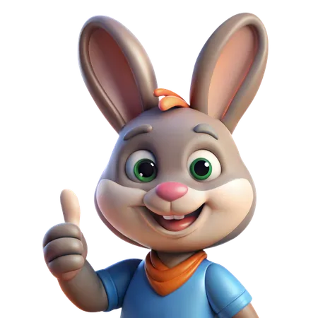 Friendly Rabbit Thumbs Up  3D Icon