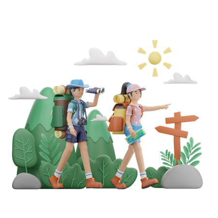 Friends Are Going On An Adventure  3D Illustration