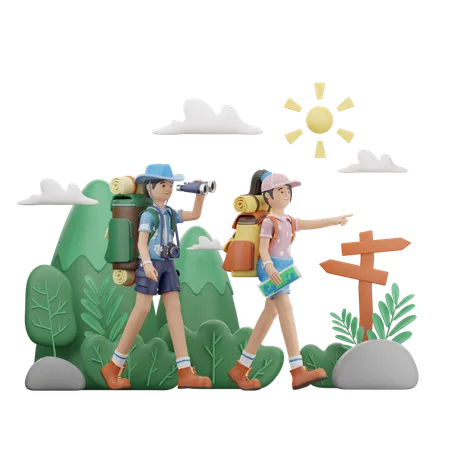 Friends Are Going On An Adventure  3D Illustration