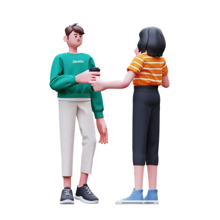 Friends are meeting after long time  3D Illustration
