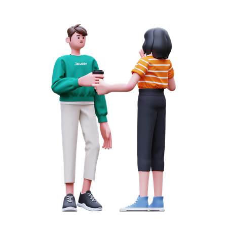 Friends are meeting after long time  3D Illustration