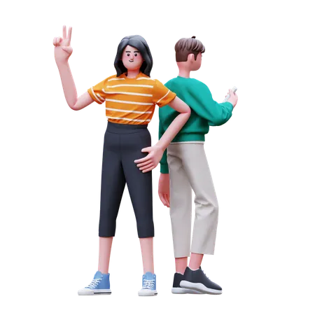Friends are saying hello  3D Illustration