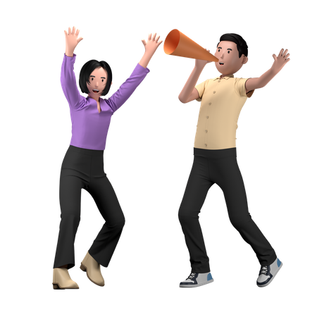Friends celebrating at birthday party  3D Icon