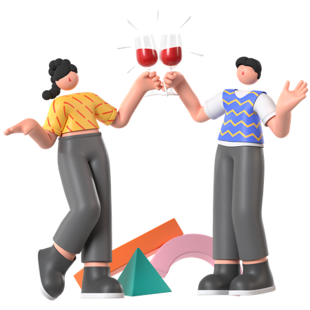 Friends celebrating birthday Party  3D Icon
