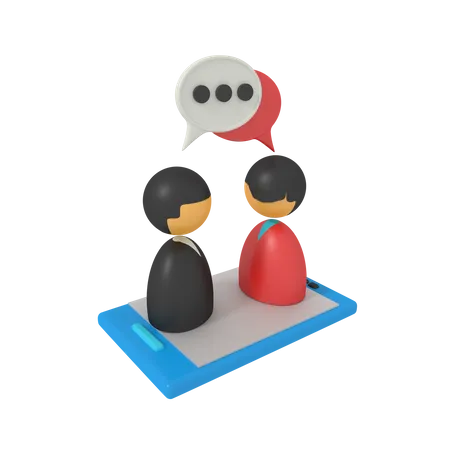 3 D Illustration Of Bubble Communication Two Profile On Phone 3D Icon