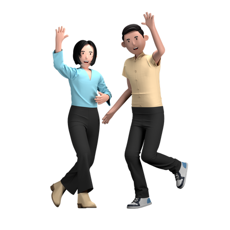 Friends dancing at birthday party  3D Icon