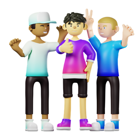 Friends Giving Celebration Pose  3D Icon