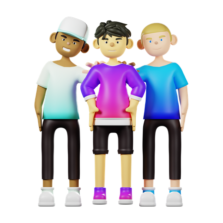 Friends Giving Photo Pose  3D Icon