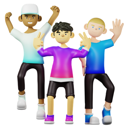 Friends Giving Photo Poses  3D Icon