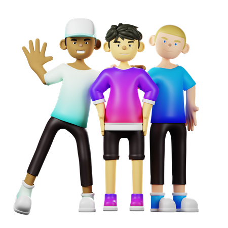 Friends Giving Photo Poses  3D Icon
