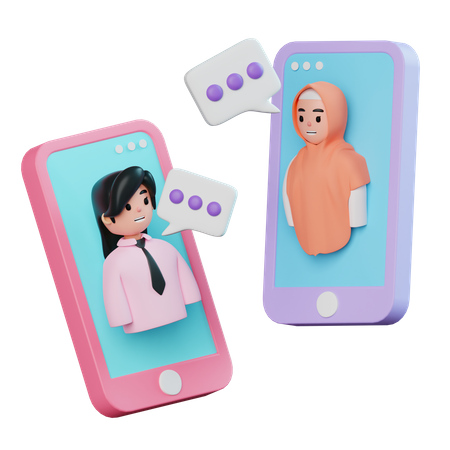 Friends On Video Call  3D Illustration