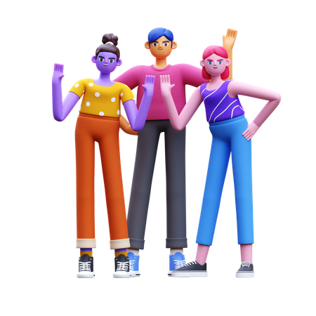 Friends Waving Hand  3D Icon