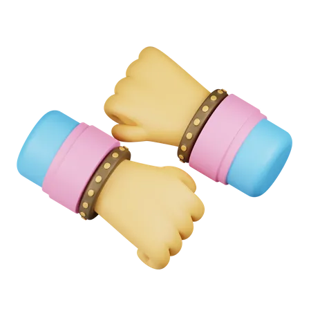 Friendship Belt Hands  3D Illustration