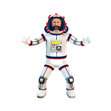 Frightened astronaut in a spacesuit  3D Icon
