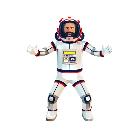 Frightened astronaut in a spacesuit  3D Illustration