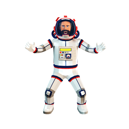 Frightened astronaut in a spacesuit  3D Illustration